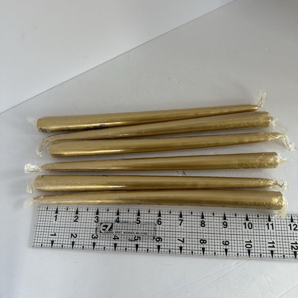 Patrician Premium Hand Dipped Candles 12” Gold Set‎ Of 6 Wedding Christmas Party